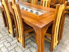 Teak Modern Dining Table and Heavy 6 Chairs Code 82727