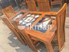 Teak Modern Dining Table and Heavy 6 Chairs Code 82737