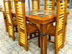 Teak Modern Dining Table and Heavy 6 Chairs Code 82738