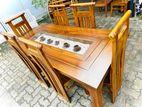 Teak Modern Dining table and heavy 6 chairs code 82827