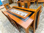 Teak Modern Dining Table and Heavy 6 Chairs Code 82827