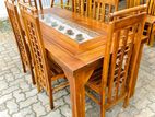 Teak Modern Dining Table and Heavy 6 Chairs Code 82837