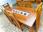 Teak Modern Dining Table and Heavy 6 Chairs Code 83736