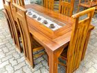 Teak Modern Dining Table and Heavy 6 Chairs Code 83737