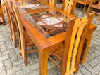 Teak Modern Dining Table and Heavy 6 Chairs Code 83837