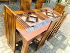 Teak Modern Dining Table and Heavy 6 Chairs Code 83837