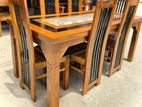 Teak Modern Dining Table and Heavy 6 Chairs Code 87336