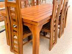 Teak Modern Dining Table and Heavy 6 Chairs Code 92837