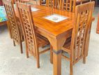 Teak Modern Dining Table and Heavy 6 Chairs Code 93837