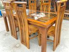 Teak Modern Dining Table and Heavy 6 Chairs