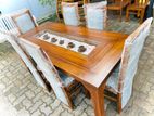 Teak Modern Dining Table and Kusion 6 Chairs Code 82736