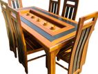 Teak Modern Dining Table with 6 Chairs Code 6719