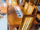 Teak Modern Dining Table With 6 Chairs