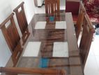 Teak Modern Dining Table With 6 Chairs