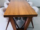 Teak Modern Dining Table with 6 Chairs