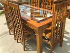 Teak Modern Dining Table with Heavy 6 Chairs Code 83737