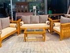 Teak Modern Ex Large Melon Sofa with Glass Stool