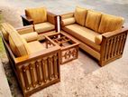 Teak Modern Heavy 321 Sofa set with glass Top Stool Code 29653