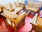 Teak Modern Heavy 321 Sofa Set with Glass Top Stool Code 37865