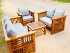 Teak Modern Heavy 321 Sofa Set with Glass Top Stool Code And
