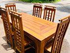 Teak Modern Heavy Dining table and 6 Chairs Code 11724
