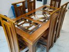 Teak Modern Heavy Dining Table and 6 Chairs Code 19975