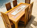 Teak Modern Heavy Dining Table and 6 Chairs Code 21864