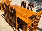Teak Modern Heavy Dining Table and 6 Chairs Code 24437