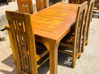 Teak Modern Heavy Dining Table and 6 Chairs Code 28247