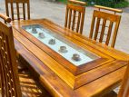 Teak Modern Heavy Dining table and 6 Chairs Code 29745