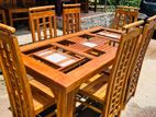 Teak Modern Heavy Dining Table and 6 Chairs Code 31715