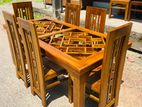 Teak Modern Heavy Dining Table and 6 Chairs Code 37446