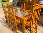 Teak Modern Heavy Dining table and 6 Chairs Code 37744