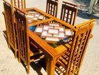 Teak Modern Heavy Dining table and 6 Chairs Code 38546