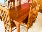 Teak Modern Heavy Dining Table and 6 Chairs Code 52424