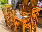 Teak Modern Heavy Dining table and 6 Chairs Code 54996