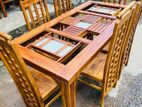 Teak Modern Heavy Dining Table and 6 Chairs Code 59841