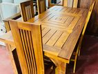 Teak Modern Heavy Dining table and 6 Chairs Code 76097