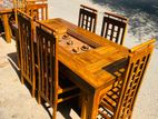 Teak Modern Heavy Dining Table and 6 Chairs Code 81442