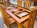 Teak Modern Heavy Dining Table and 6 Chairs Code 82243