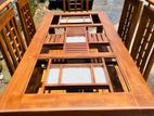Teak Modern Heavy Dining table and 6 Chairs Code 82428