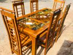 Teak Modern Heavy Dining Table and 6 Chairs Code 82527