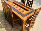 Teak Modern Heavy Dining table and 6 Chairs Code 91427