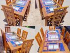 Teak Modern Heavy Dining table and 6 Chairs Code 91428