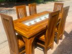 Teak Modern Heavy Dining Table and 6 Chairs Code 91428