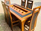 Teak Modern Heavy Dining table and 6 Chairs Code 91528