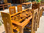 Teak Modern Heavy Dining table and 6 Chairs Code 92527