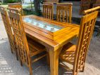 Teak Modern Heavy Dining Table with 6 Chairs Code 6887