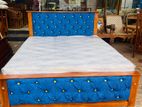 Teak Modern Royal Buttons Cushioned Bed with Japanese Hybrid Plush 60x72