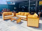 Teak Modern Royal Buttons Cushioned Elegant Sofa With Stool